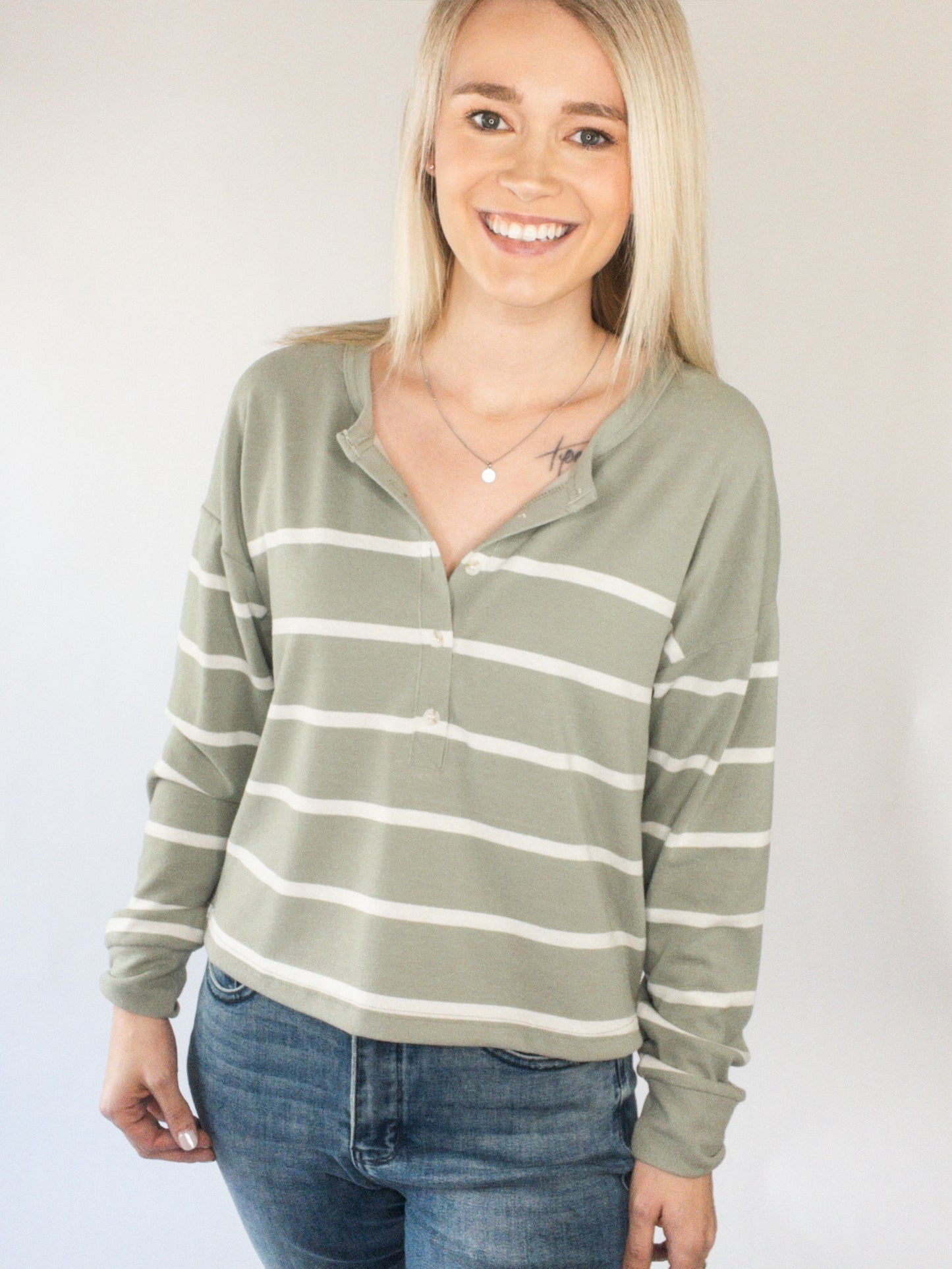 Byron Forest White Stripe Top