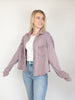 Dusty Lavender Washed Cropped Button Up