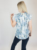 Blue Floral Sleeveless Blouse