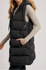 Black Hooded Zipper Down Long Puffer Vest