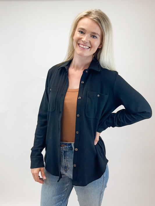 Black Super Soft Button Up