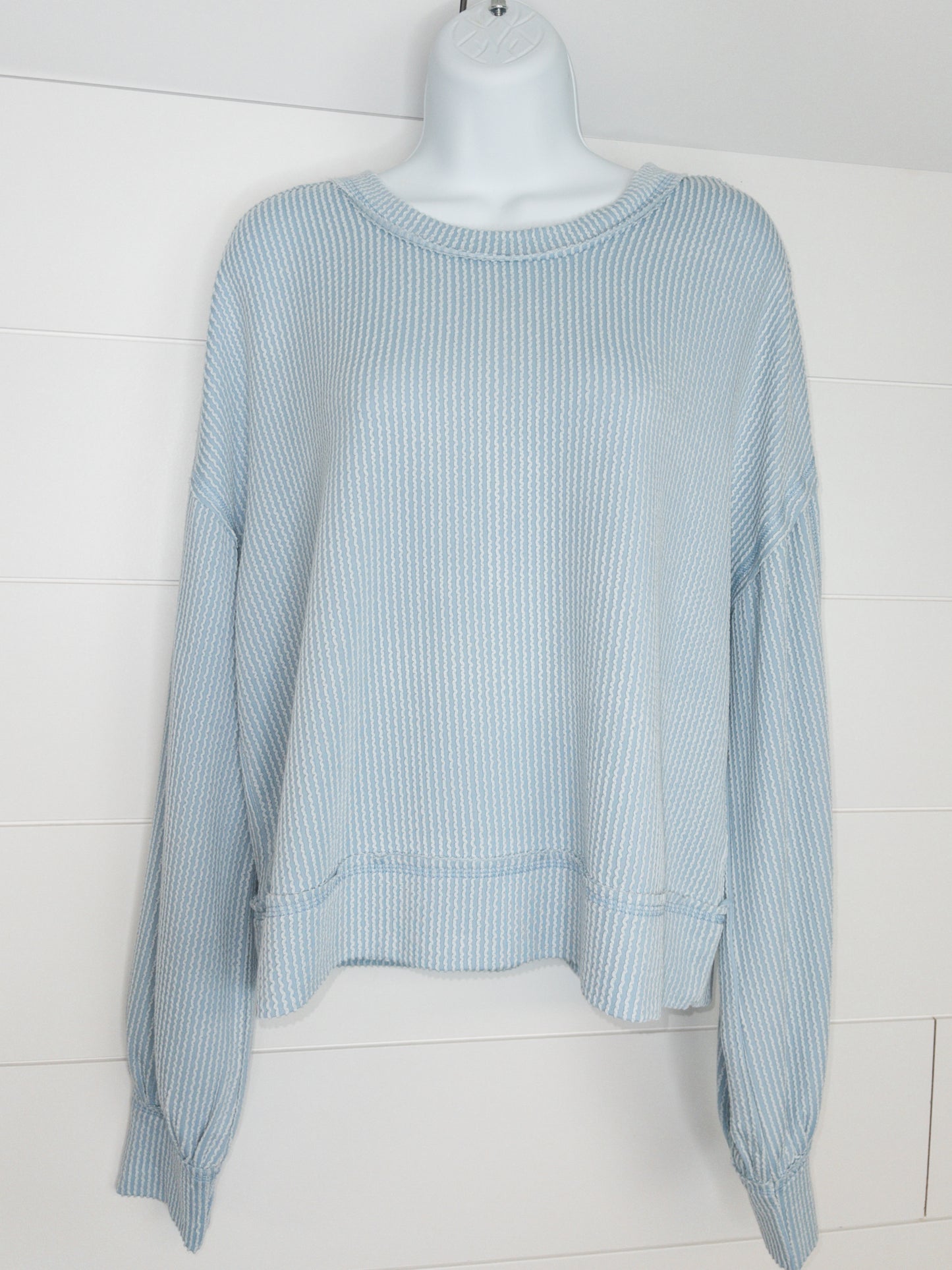 Sky Blue Ribbed Top