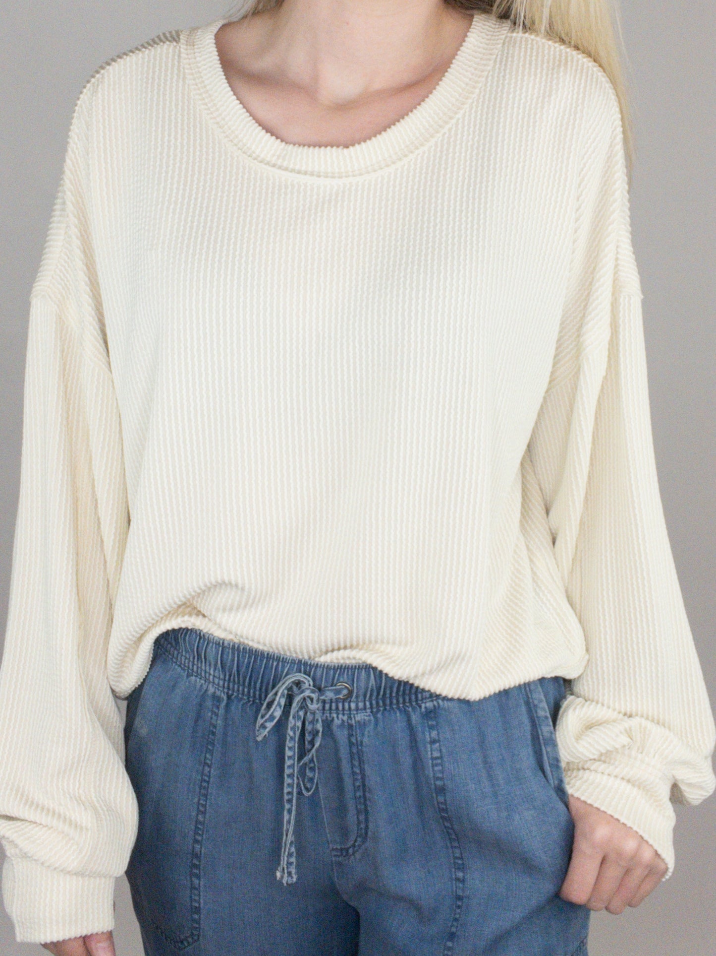 Oat Ribbed Top