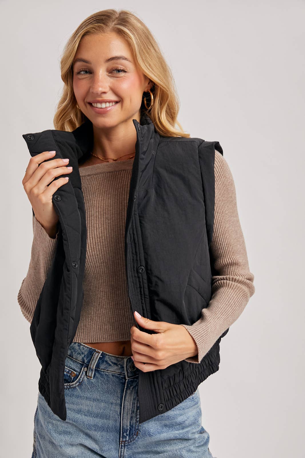 Bomber Style Puffer Vest