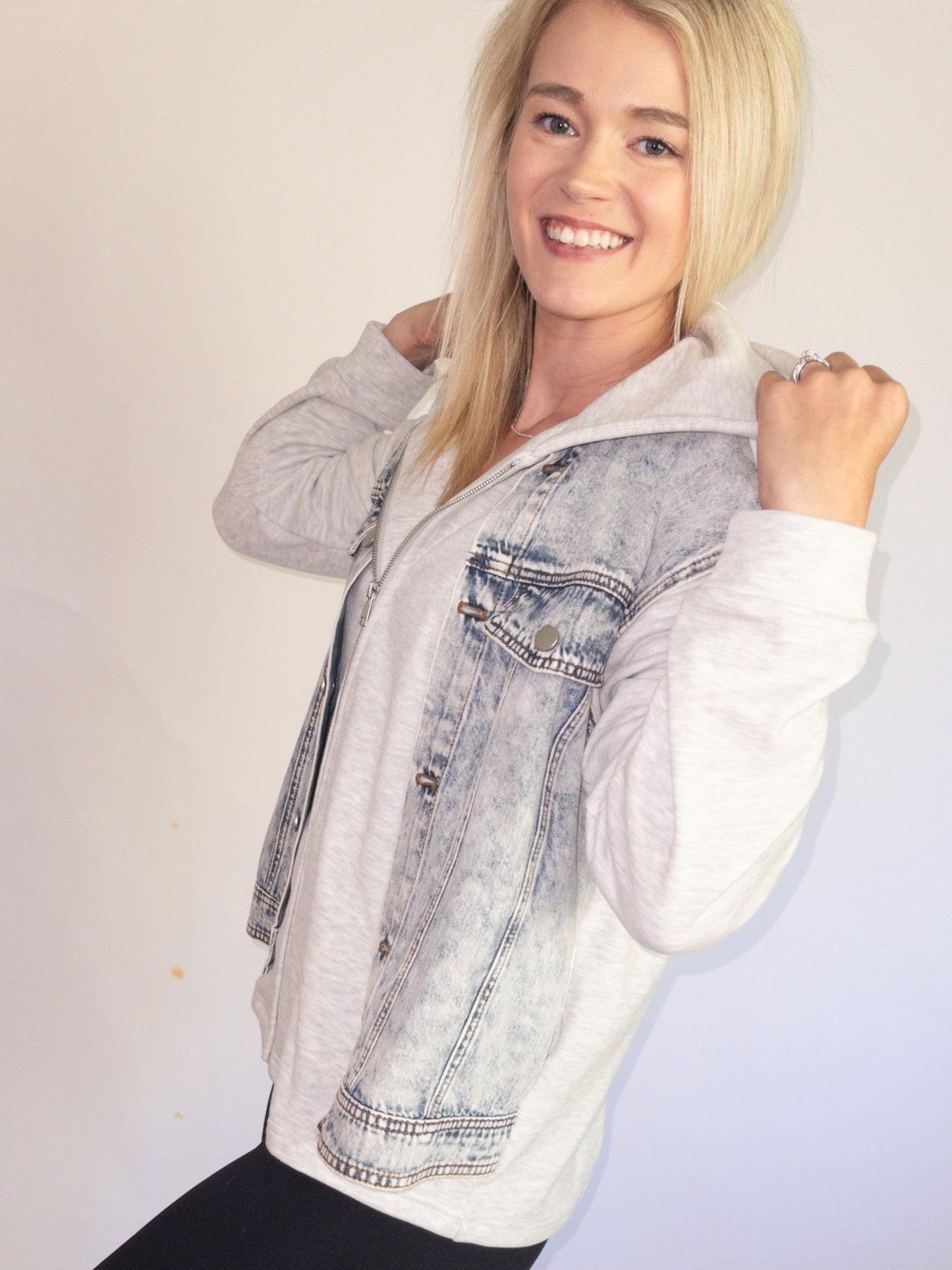 Denim Twofer Hoodie Jacket