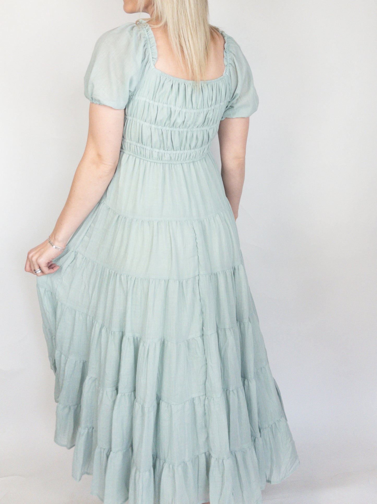 Sea Mist Tiered Maxi Dress