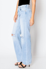 Tummy Control High Rise Relaxed Straight Leg Jeans - Light Wash
