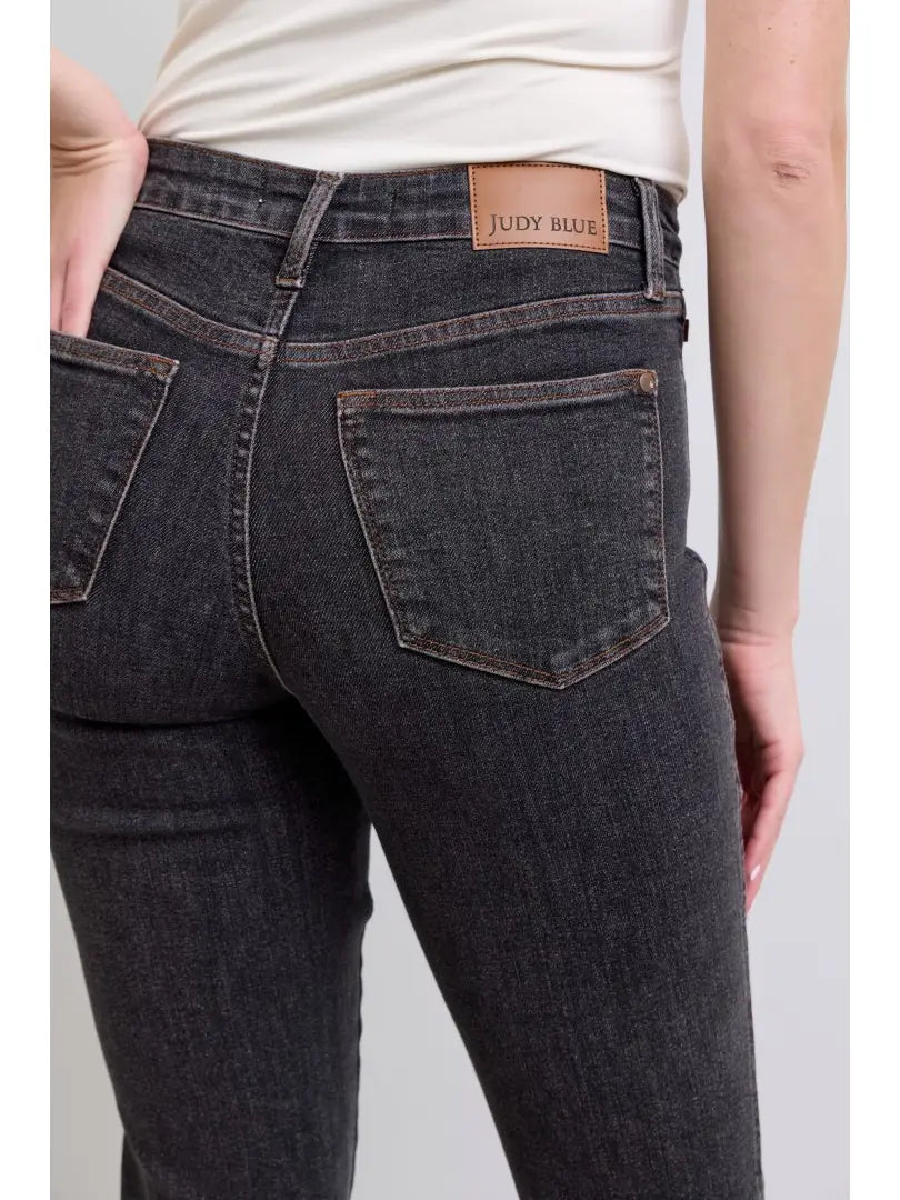 Black Mid-Rise Tummy Control Slim Jean