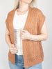 Rust Crochet Knit Open Cardigan
