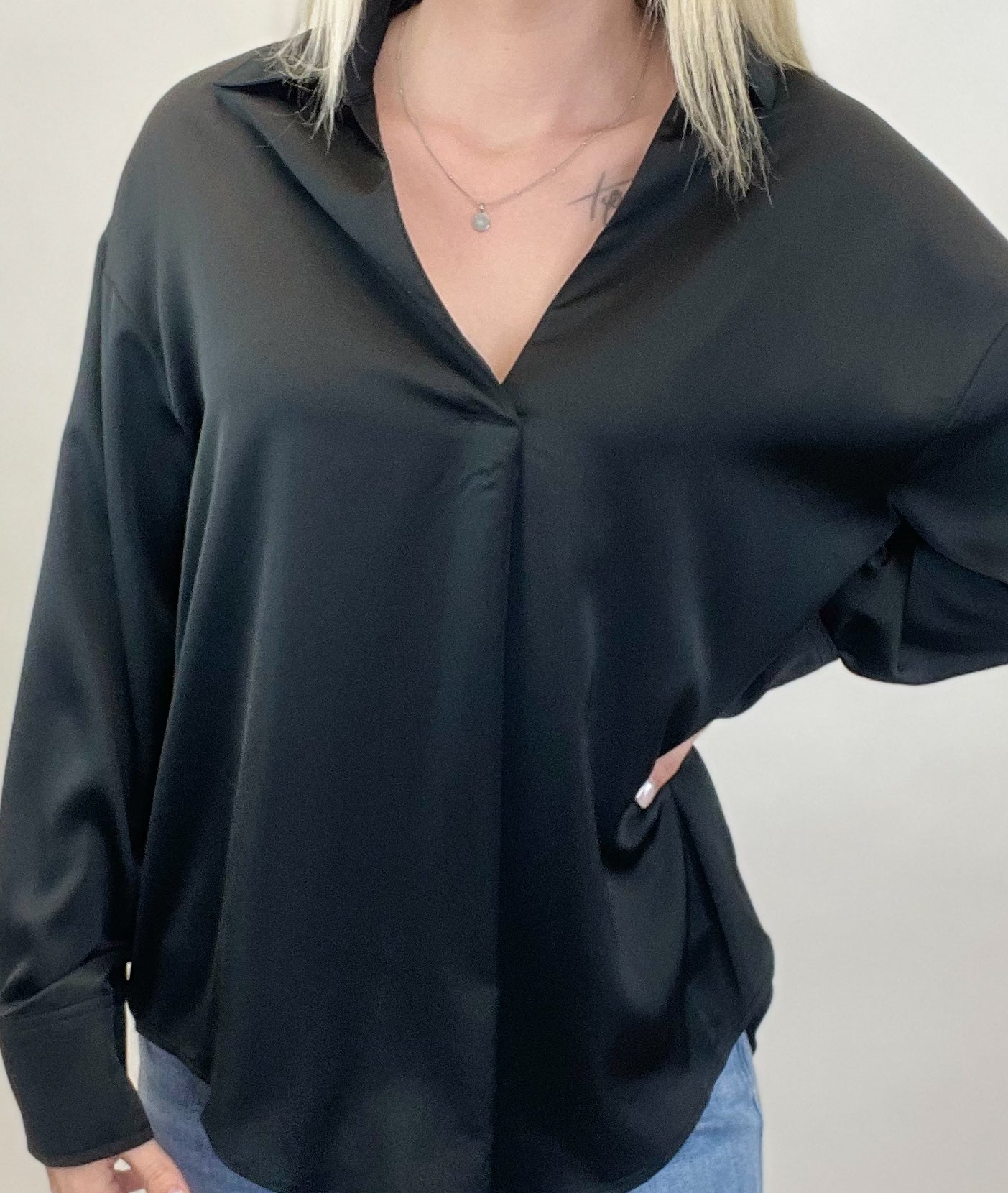 Black Satin Blouse