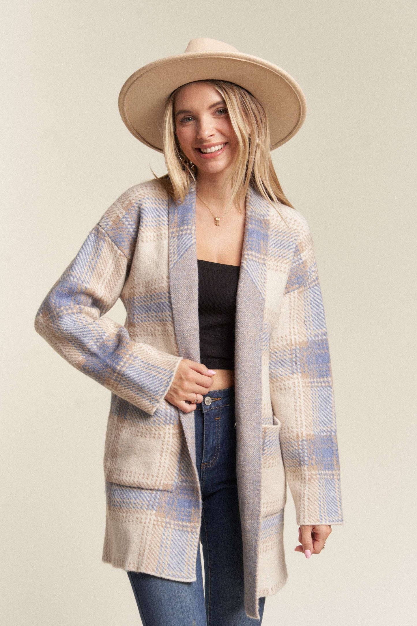 Cozy Checker Sweater Cardigan