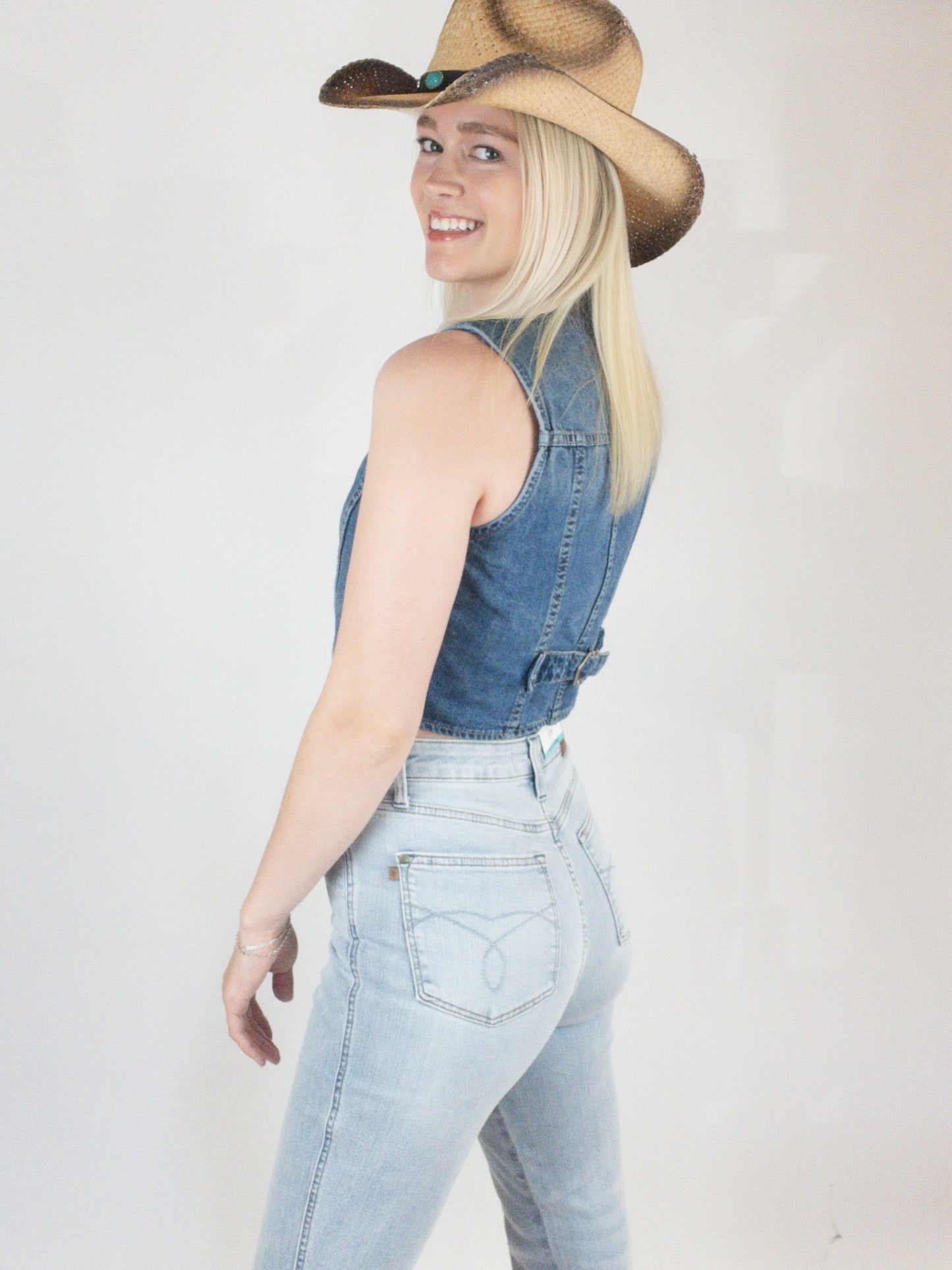 Country Crop Denim Vest