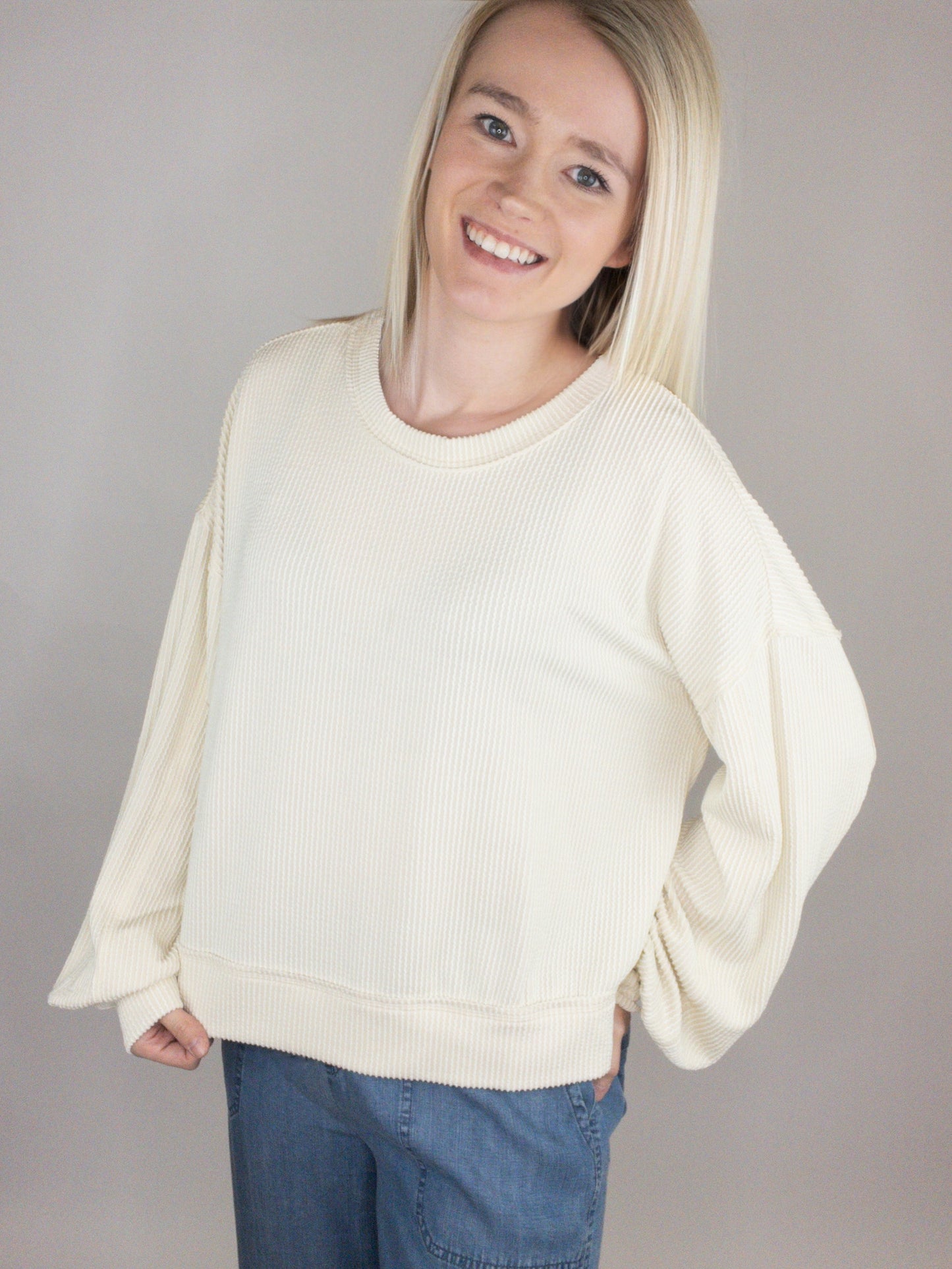 Oat Ribbed Top