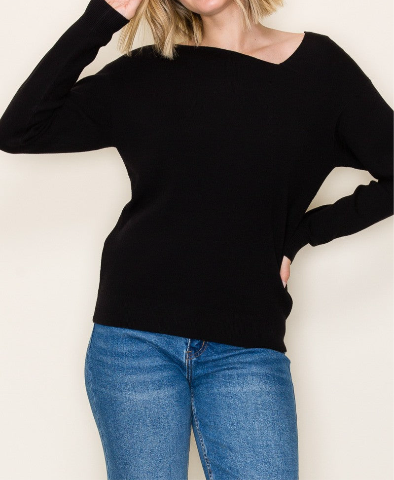 Black Asymmetrical Sweater
