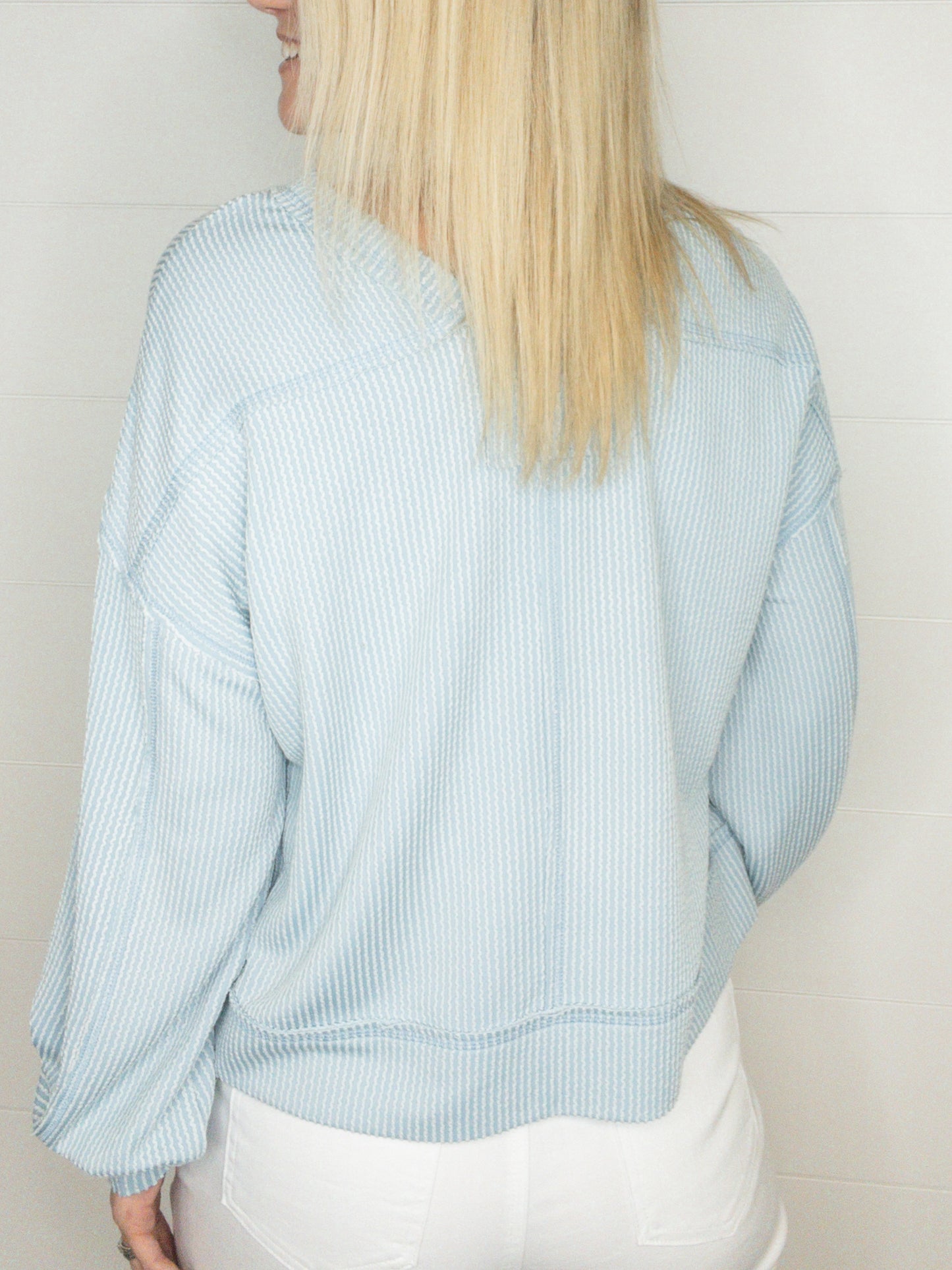 Sky Blue Ribbed Top