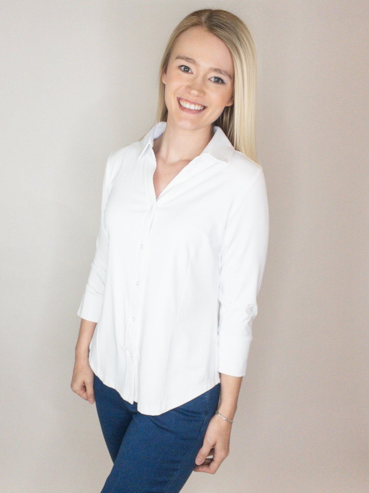 Lulu-B White Button Down Blouse