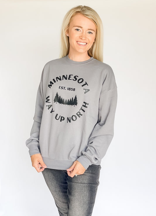 Way Up North Minnesota Crewneck Sweatshirt