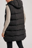 Black Hooded Zipper Down Long Puffer Vest