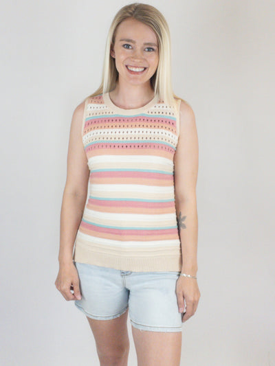 Multi Color Stripe Knit Sweater Top