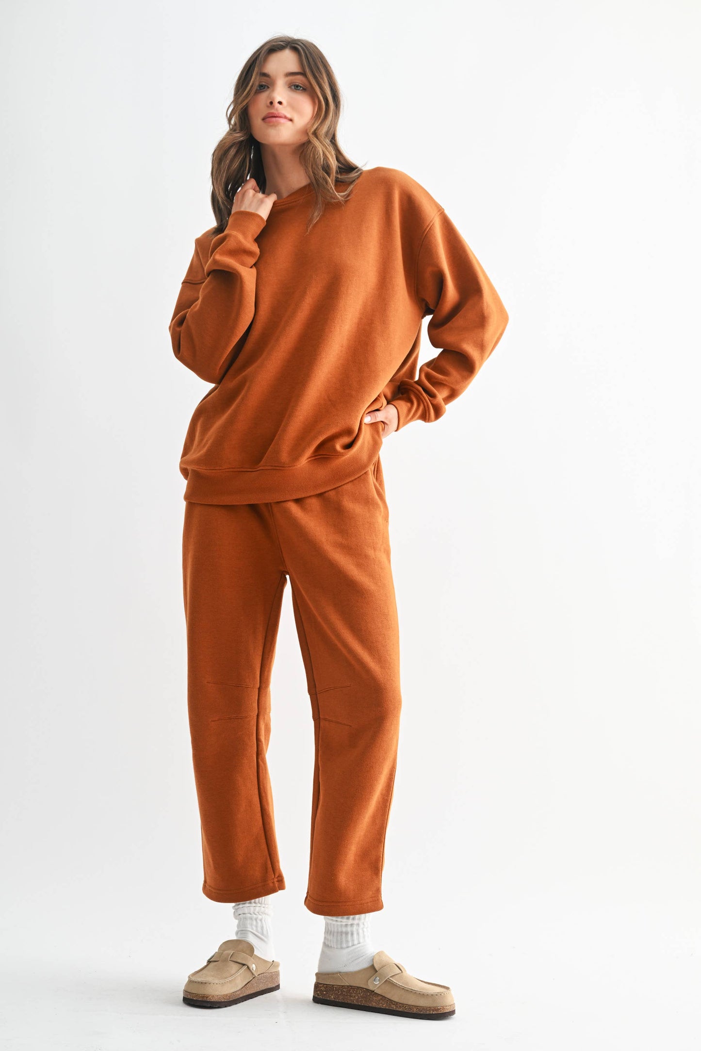Burnt Amber Fleece Sweatshirt