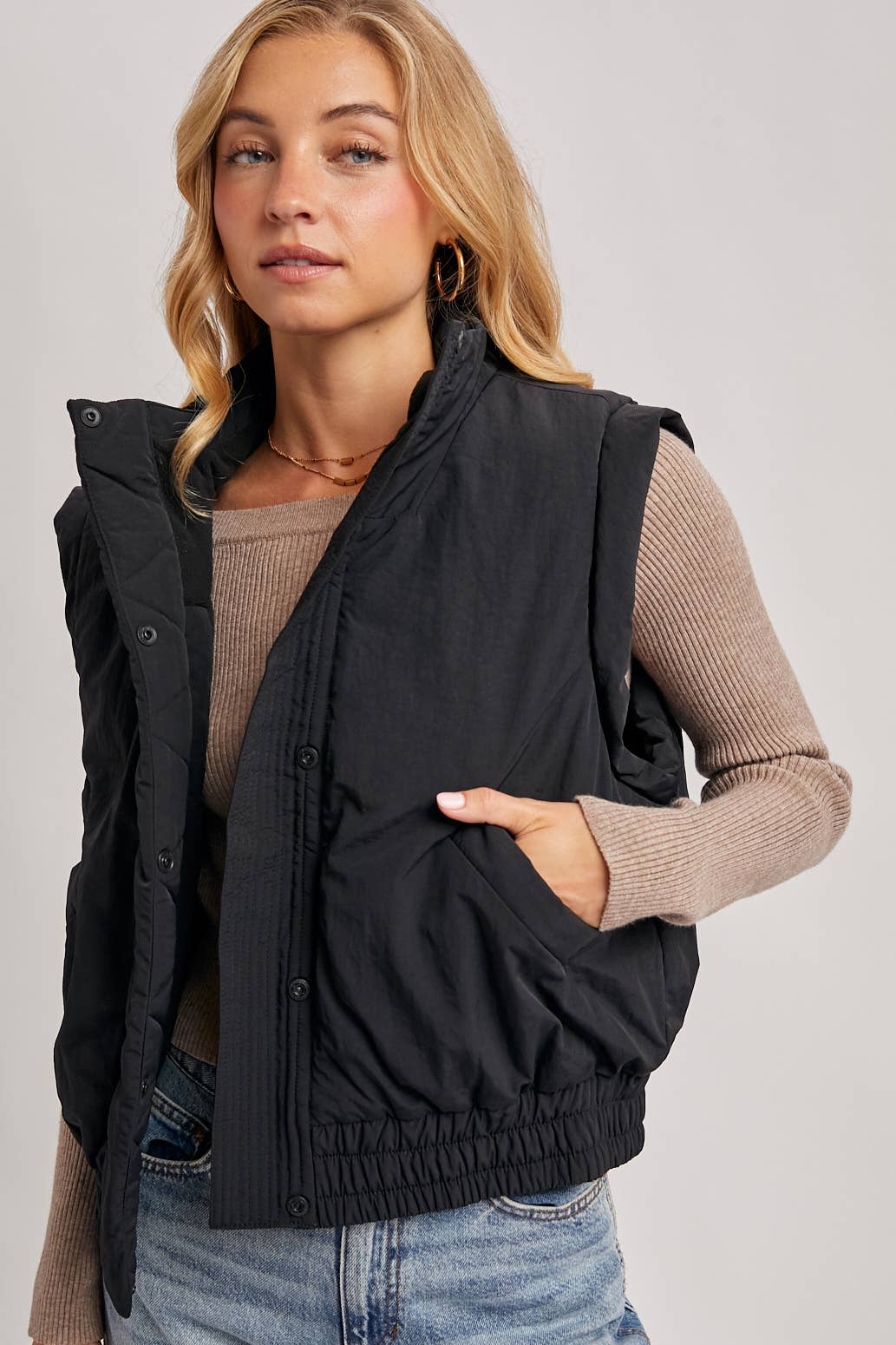 Bomber Style Puffer Vest