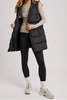 Black Hooded Zipper Down Long Puffer Vest