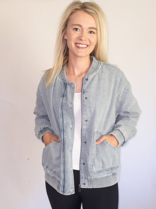 Denim Feel Bomber Jacket