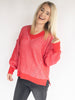 Red Ribbed V-Neck Sweater