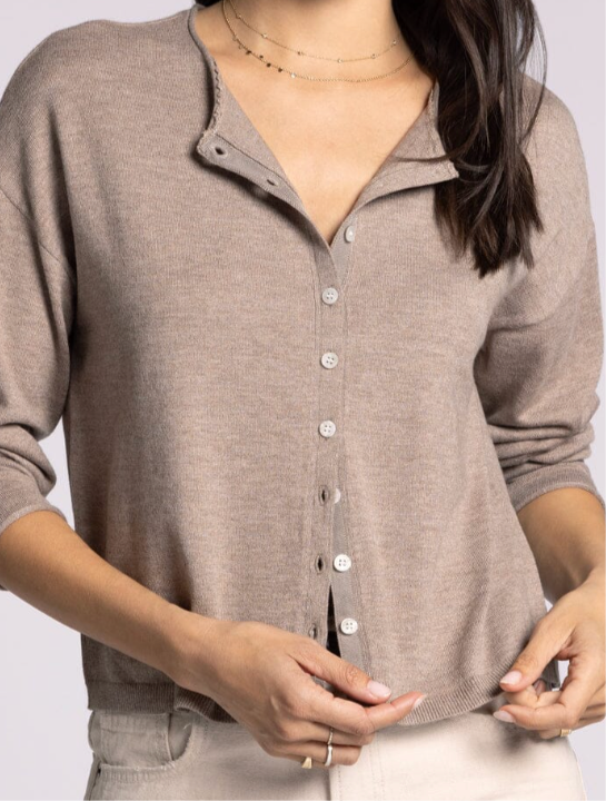 Della Taupe Cashmere Cardigan