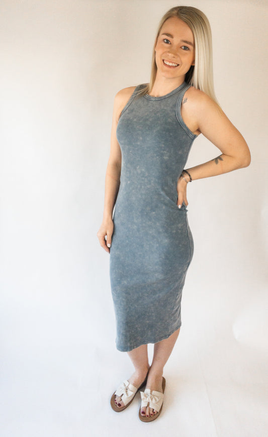 Ribbed Mineral Wash Dress