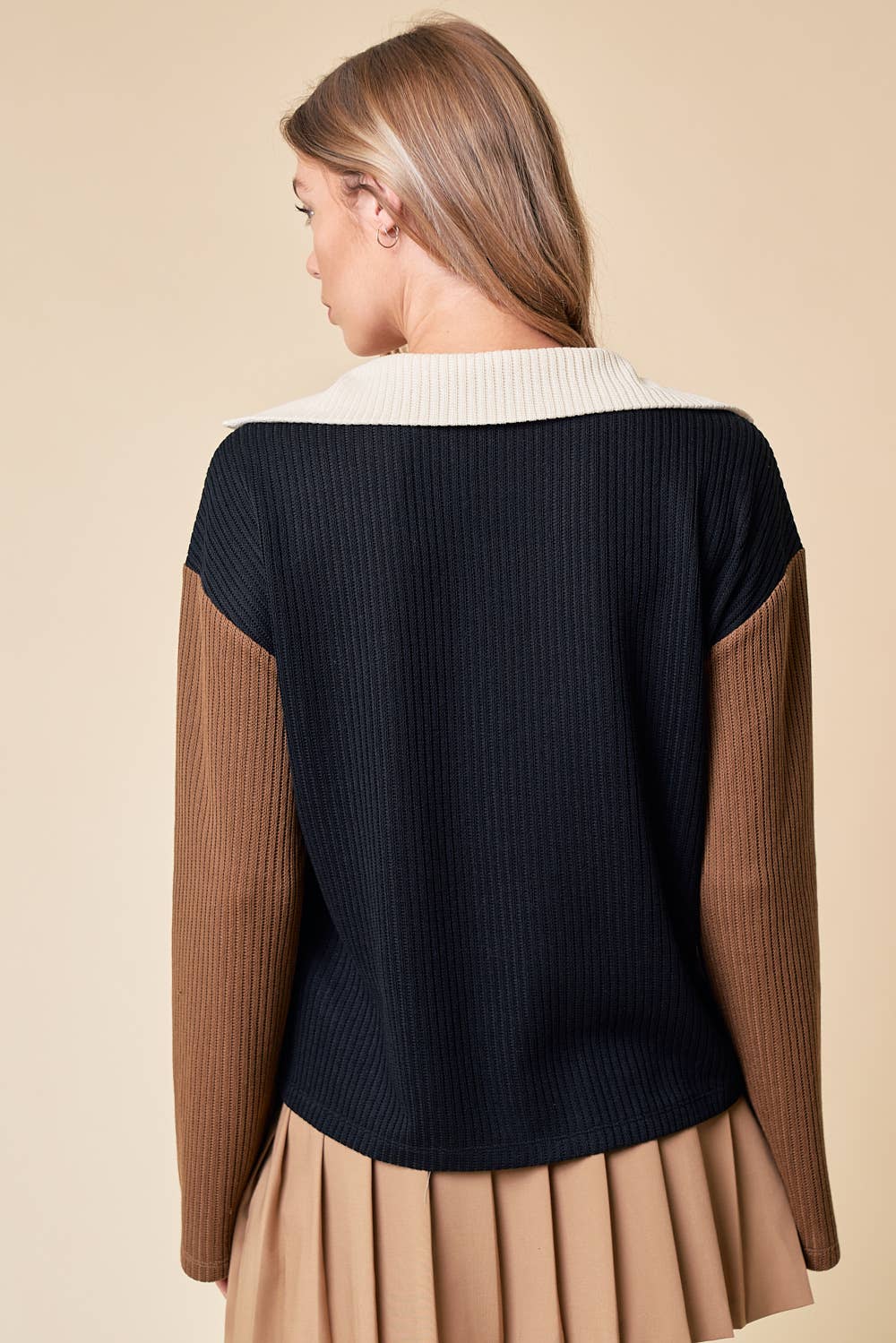 Neutral Color Block Top