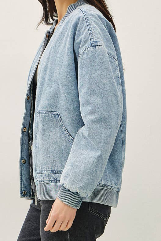 Denim Feel Bomber Jacket