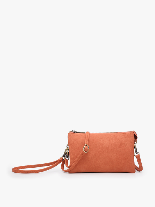 Riley 3 Compartment Crossbody/Wristlet: Burnt Coral