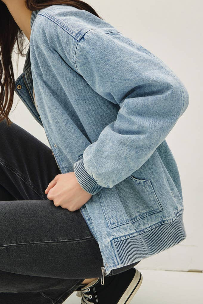Denim Feel Bomber Jacket