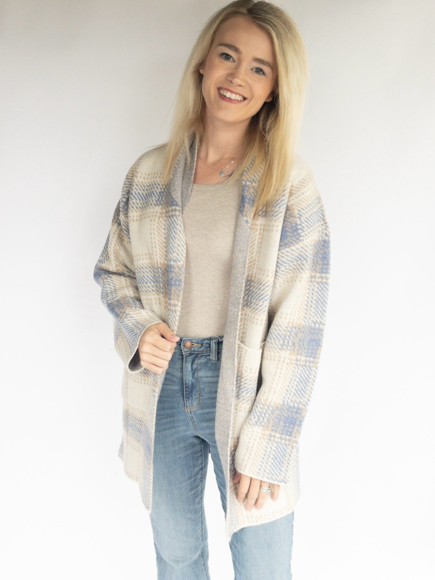 Cozy Checker Sweater Cardigan