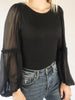 Black Bubble Sleeve Top