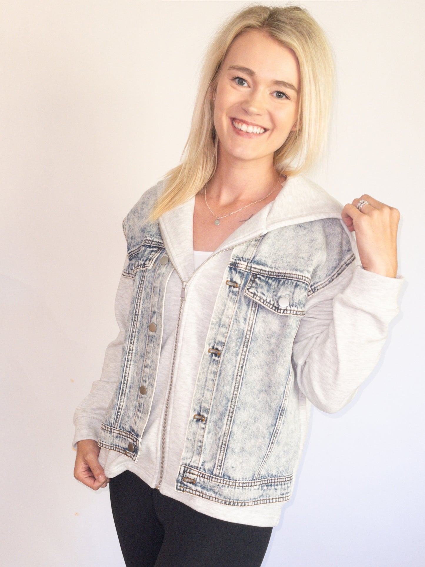 Denim Twofer Hoodie Jacket