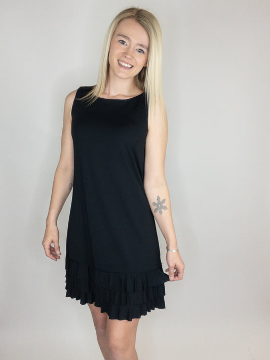 Black Ruffle Trim Dress UPF50+