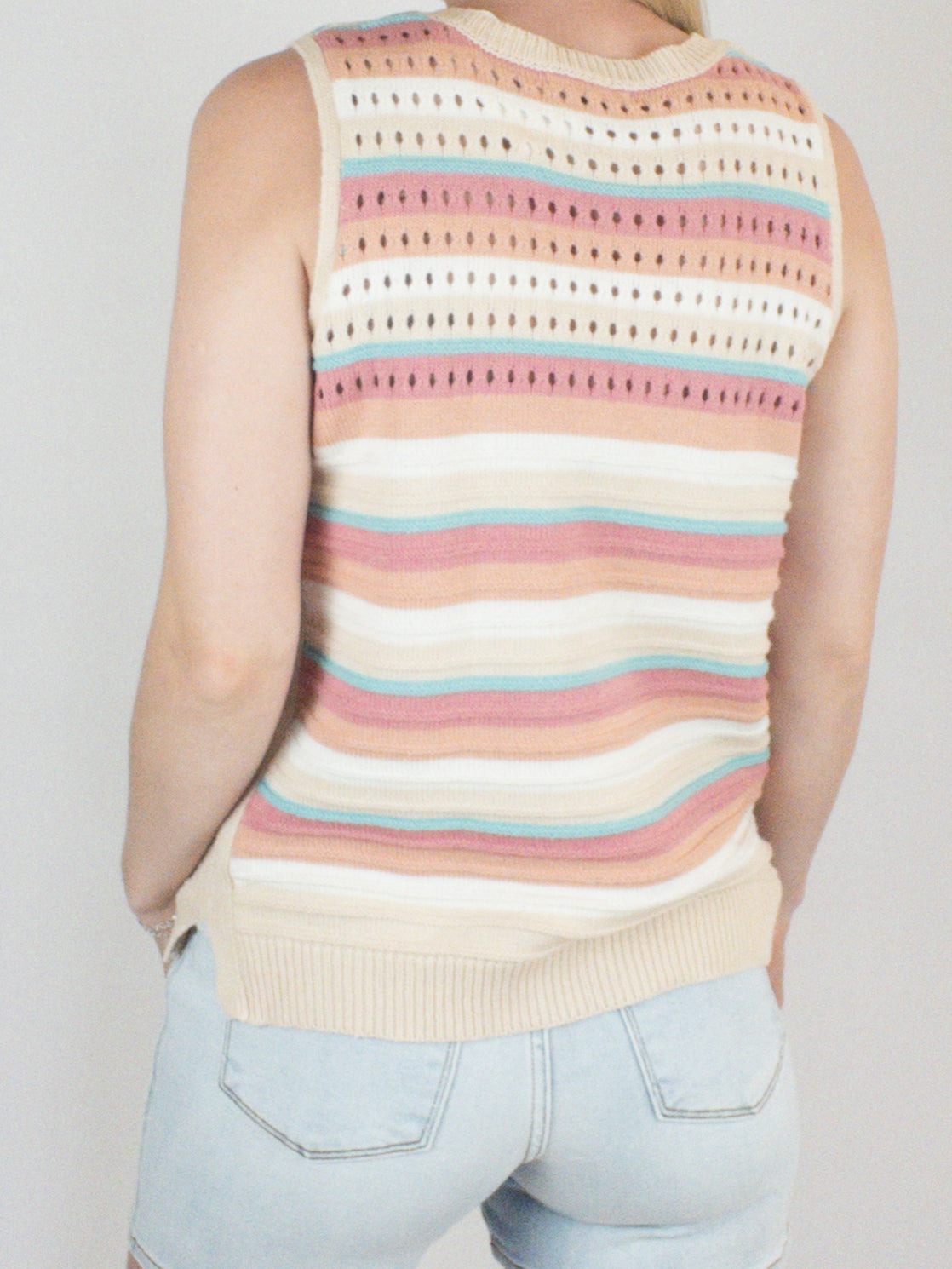 Multi Color Stripe Knit Sweater Top