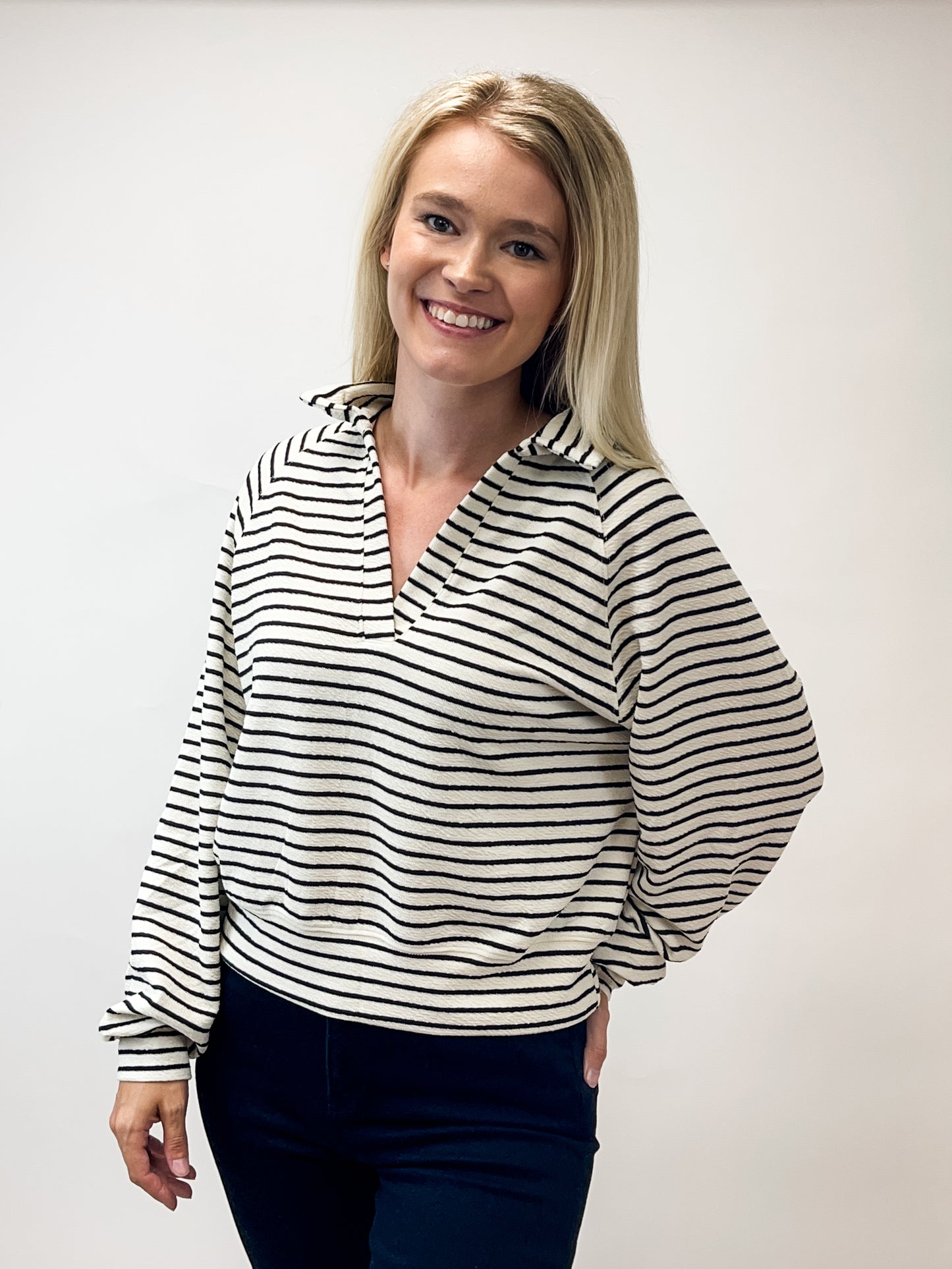 Striped Collared Pullover