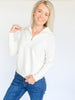 Eggshell Soft Zip-Up V-Neck Sweater