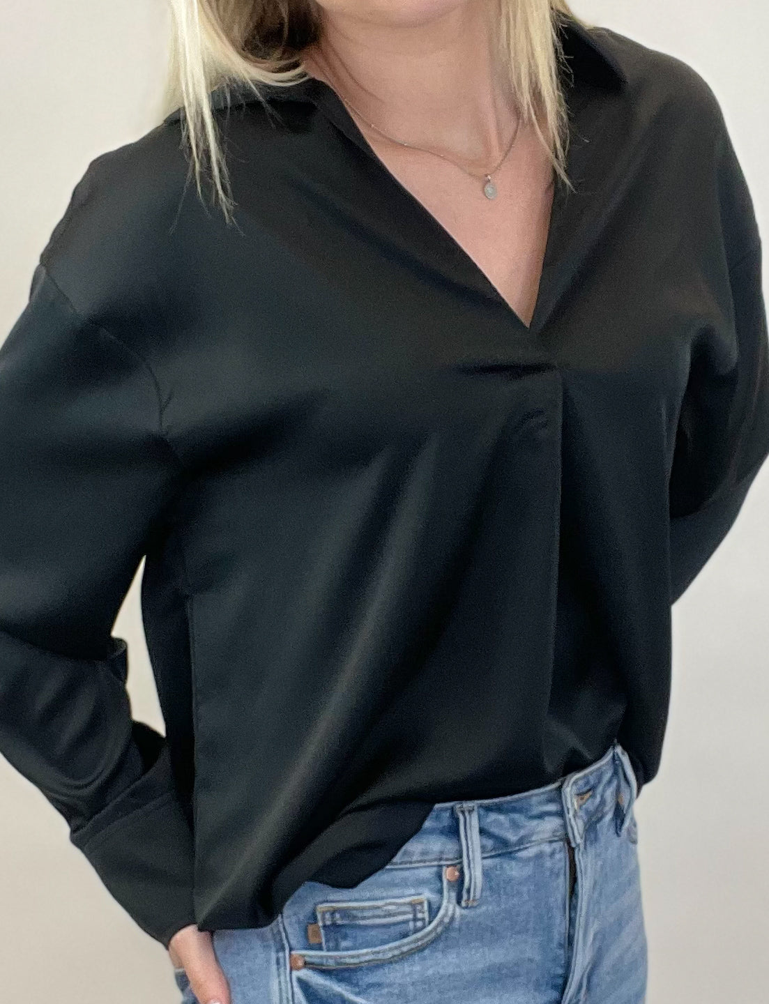 Black Satin Blouse