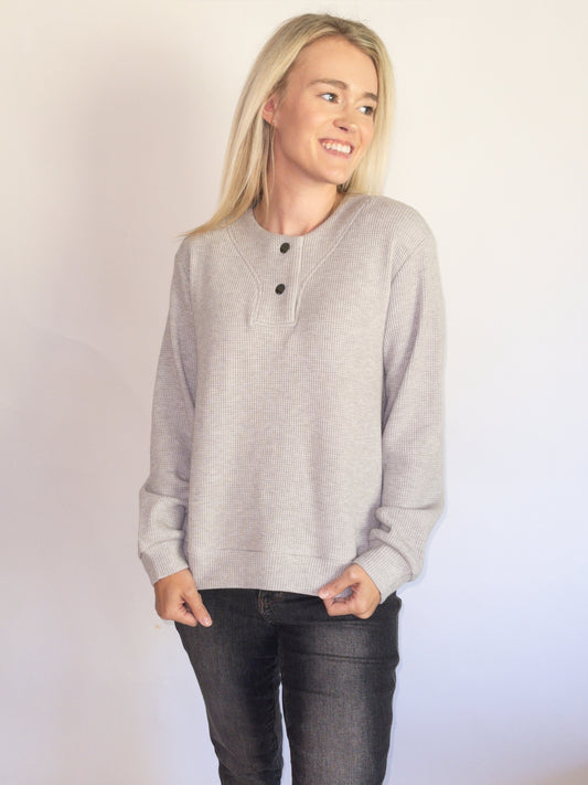Heather Grey Waffle Knit Top