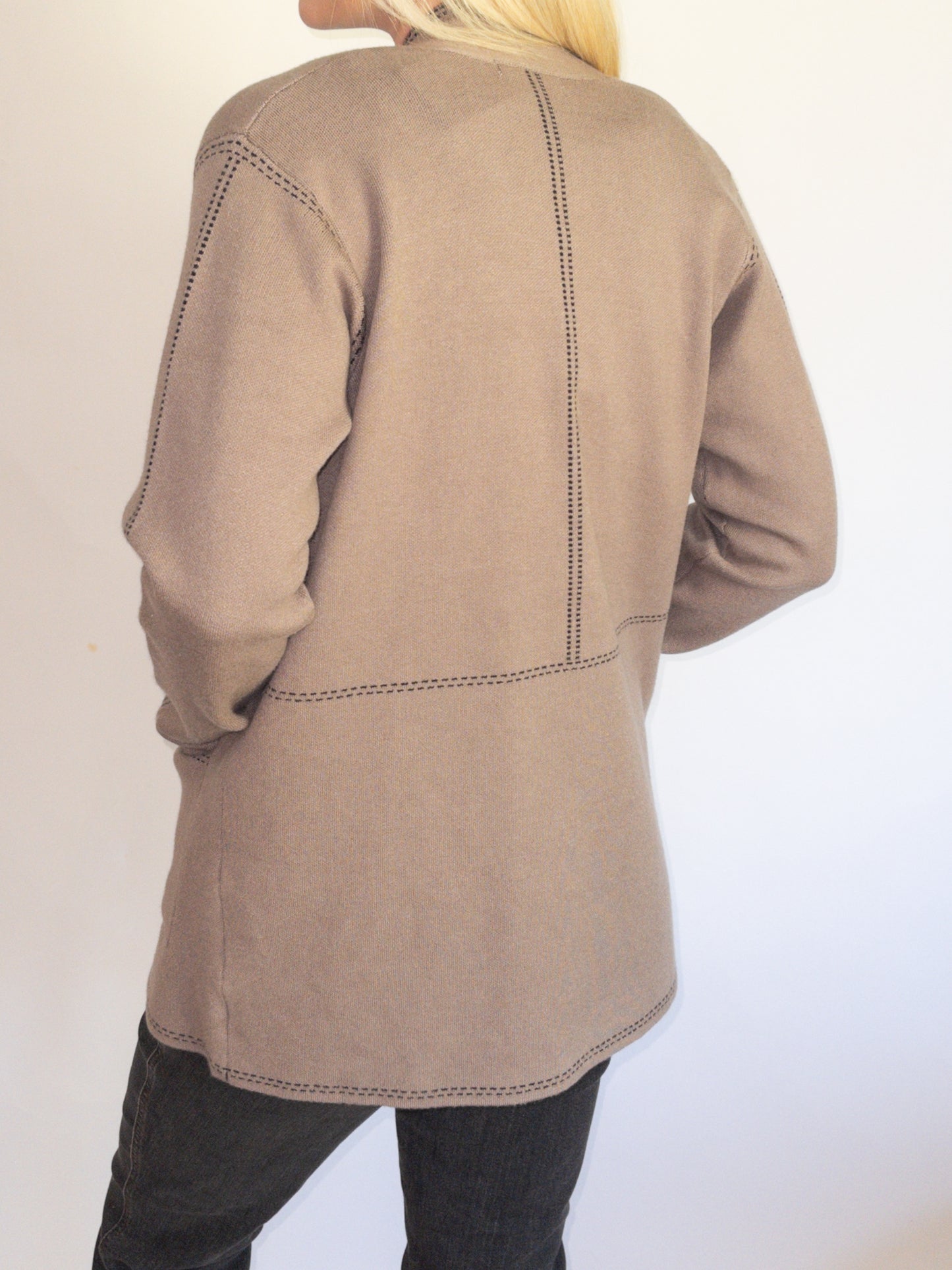Jacquard Stitch Mocha Cardigan
