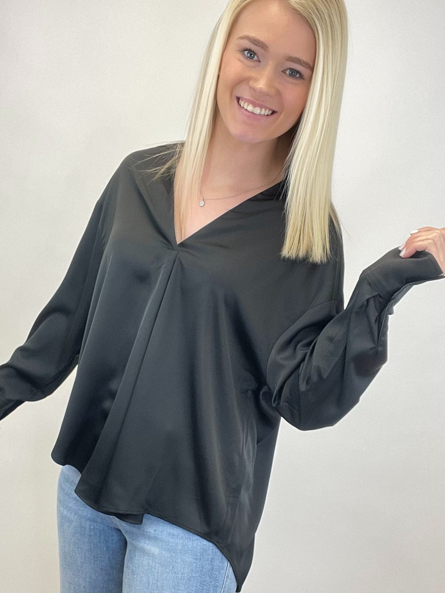 Black Satin Blouse