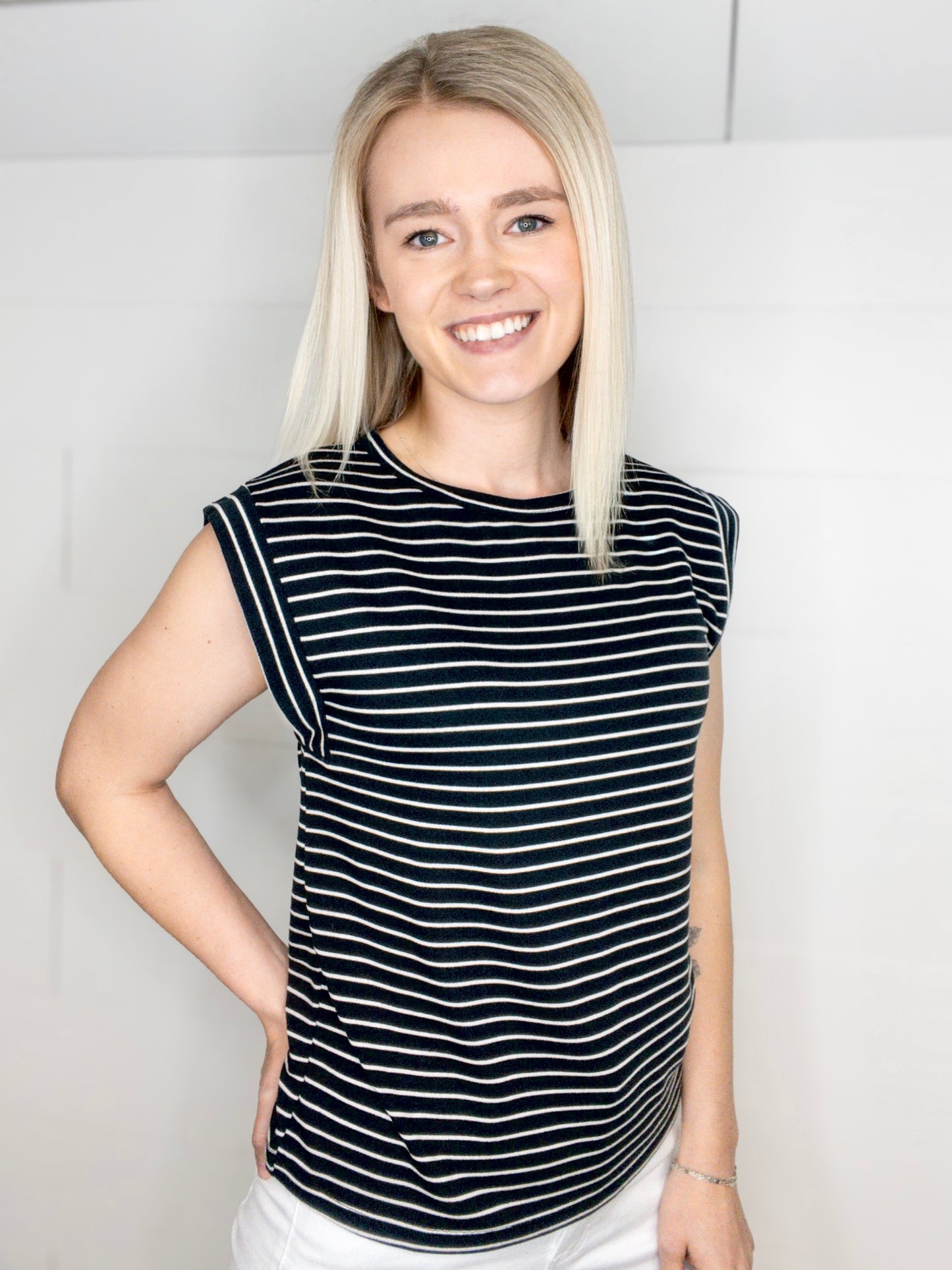 Black / White Stripe Top