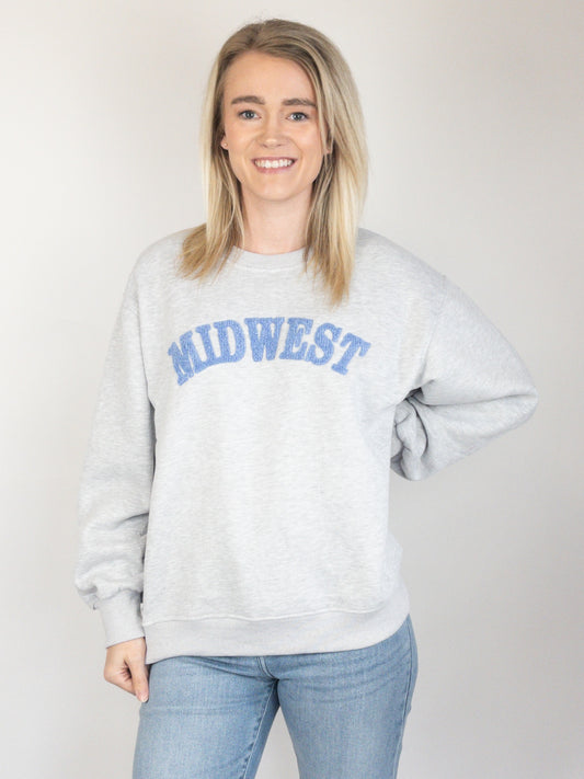 Midwest Graphic Sweatshirt - Light Grey / Blue