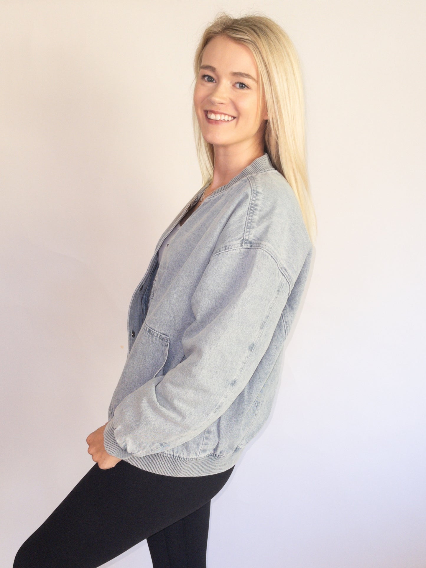 Denim Feel Bomber Jacket