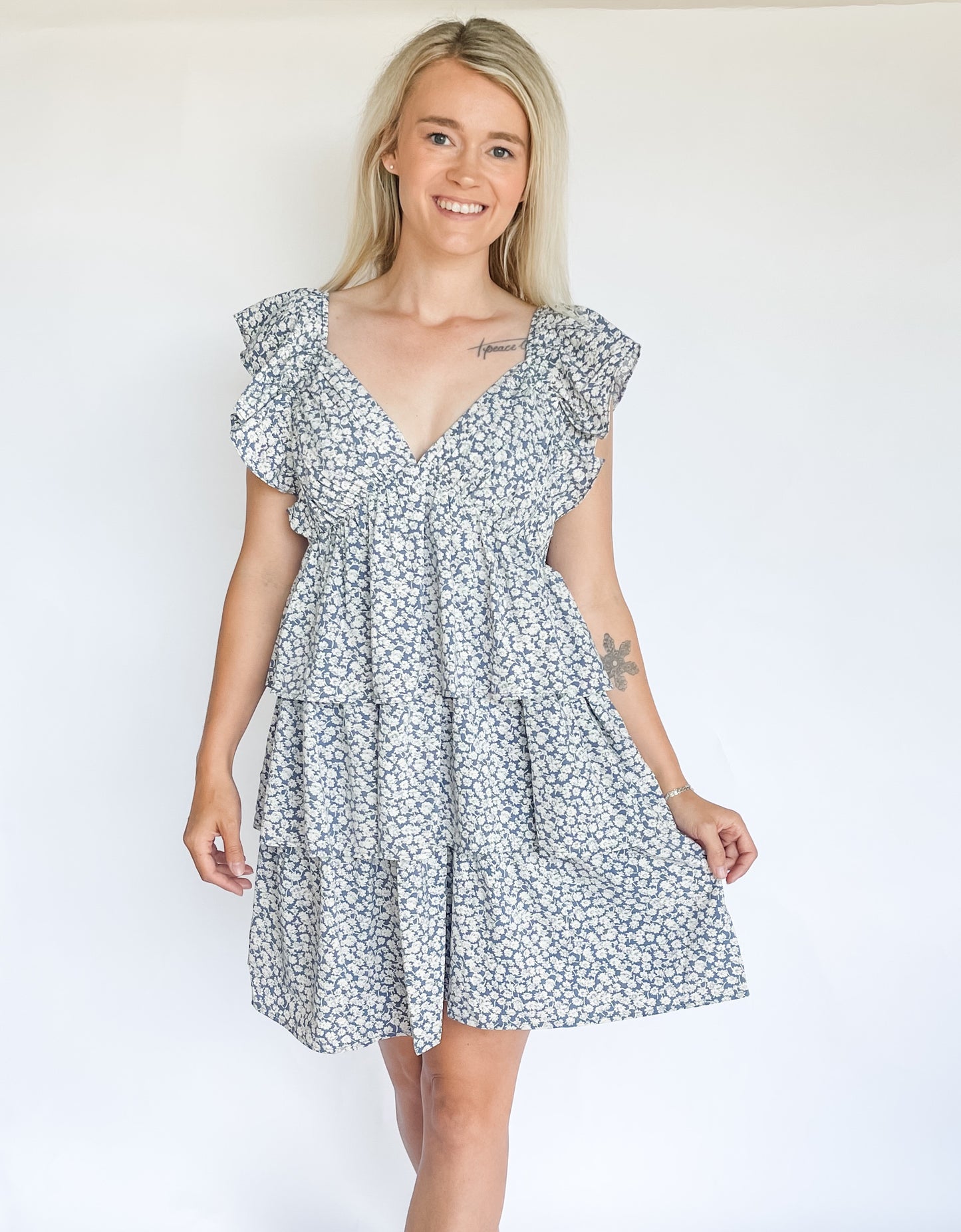 Blue Floral Mini Dress
