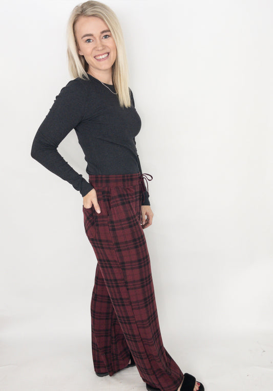 Homebody Burgundy Plaid Lounge Pant